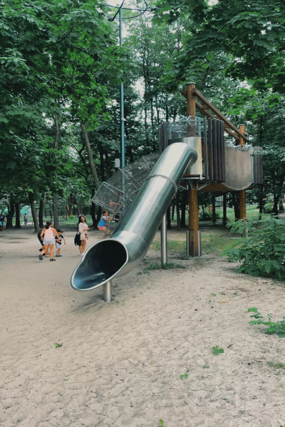 playground-steel-tunnel-slide-in-the-park